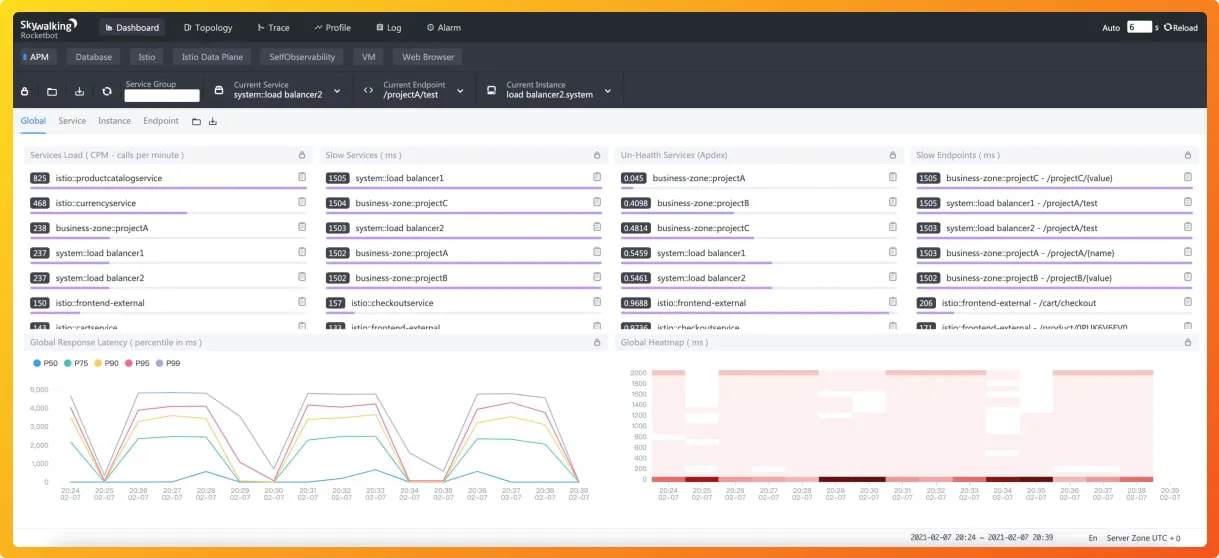 Apache Skywalking APM Dashboard