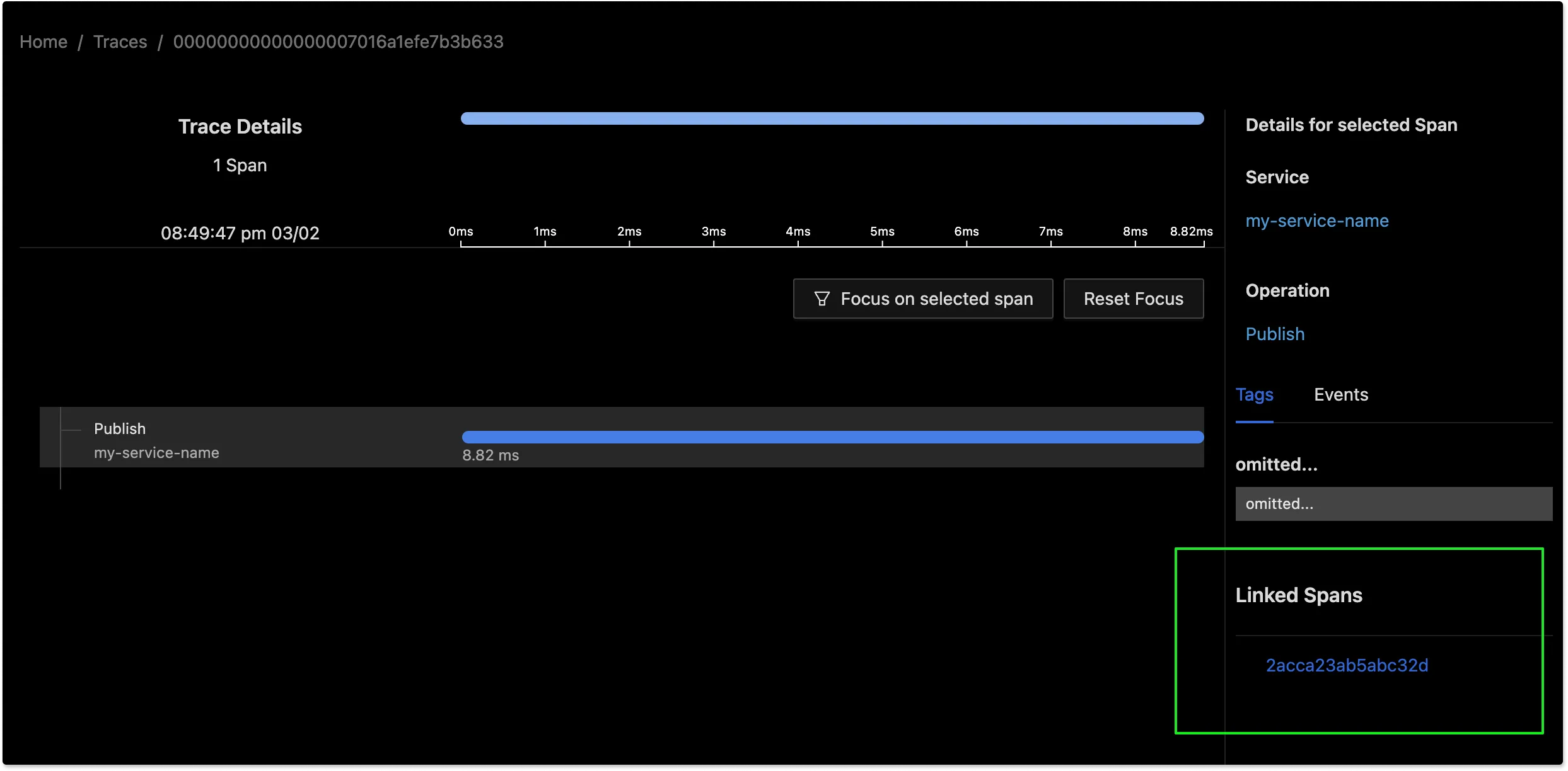 Support for span links in SigNoz UI