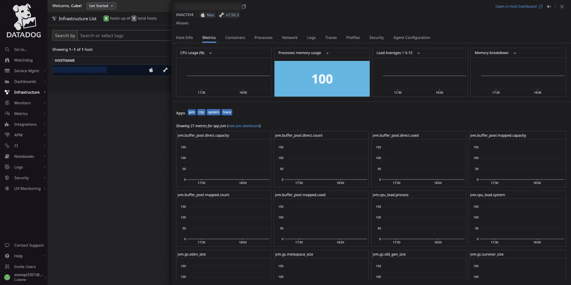 Datadog infrastructure tab